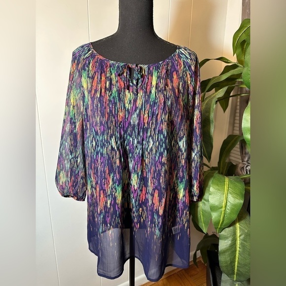 Liz Claiborne Women’s Multicolor Sheer Blouse Size Medium - Picture 4 of 10